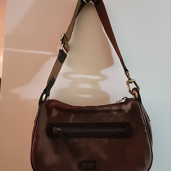Moschino Cheap And Chic Brown Nylon/ Leather Shoulder Bag